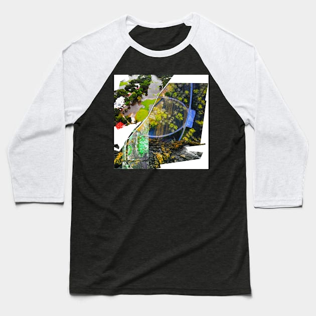 the comprehensive risk management in ecopop art photo landscape collage of wetlands Baseball T-Shirt by jorge_lebeau